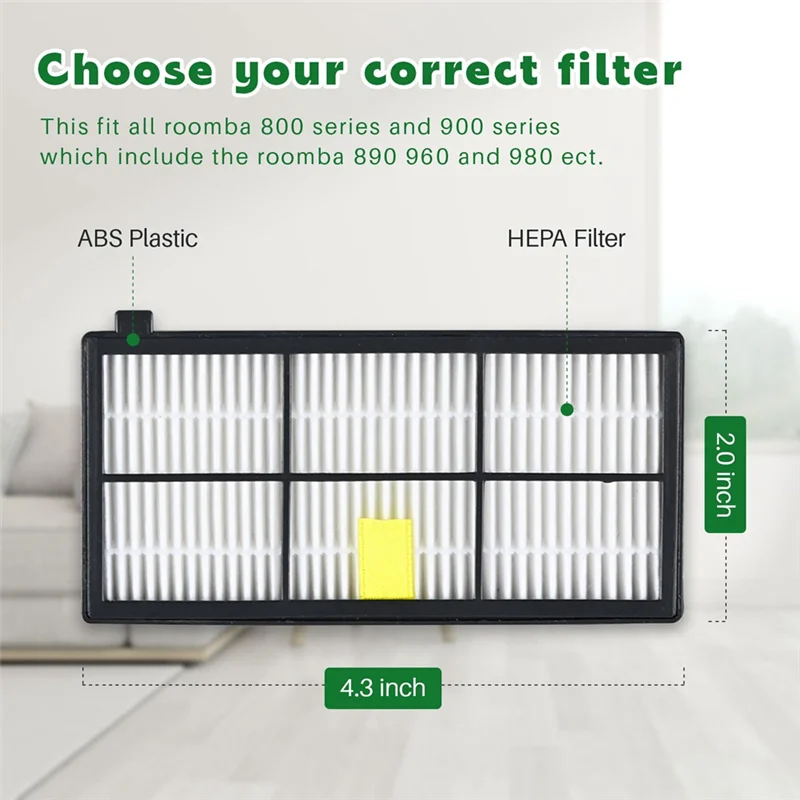 

A95I-For Irobot Roomba Sweeping Robot High Efficiency Filter 800 860 880 Replacement Parts Accessory Kit