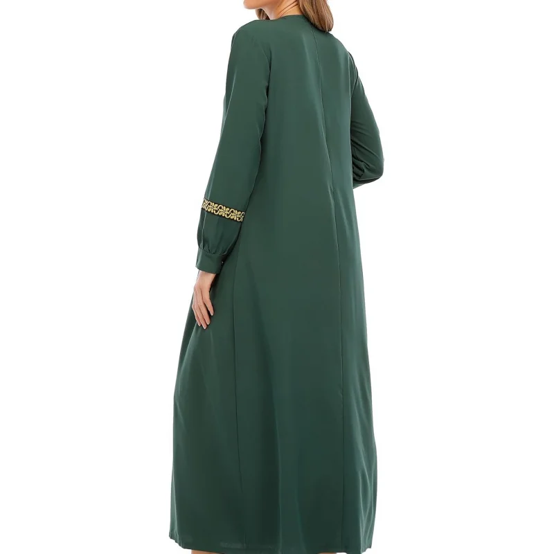 Elegant Islamic Abaya Dress with Hijab and Pockets