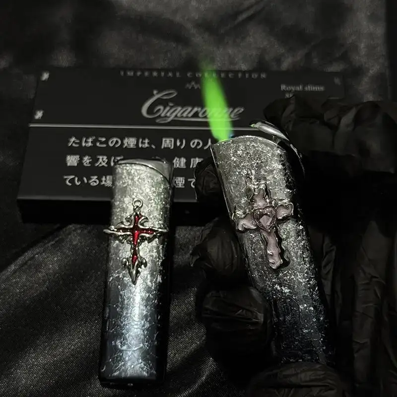 

Niche Creative Lighter Ice Flower Gray Gradient Senior Men and Women Gifts Green Flame Pink Cross Smoke Accesoires