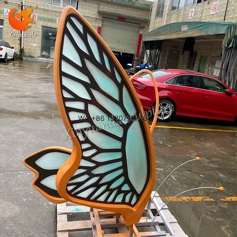 Wmwmnu Large Custom Painted Stainless Steel Animal and Butterfly Sculpture for Garden Landscape Park Square Decoration