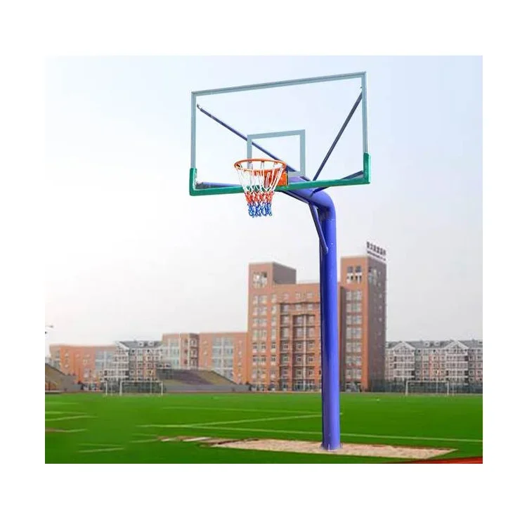 

High Quality Ground-burried Basketball Stand with Round Pipe Body Strong Fitness Equipment Basketball Hoop for Playing