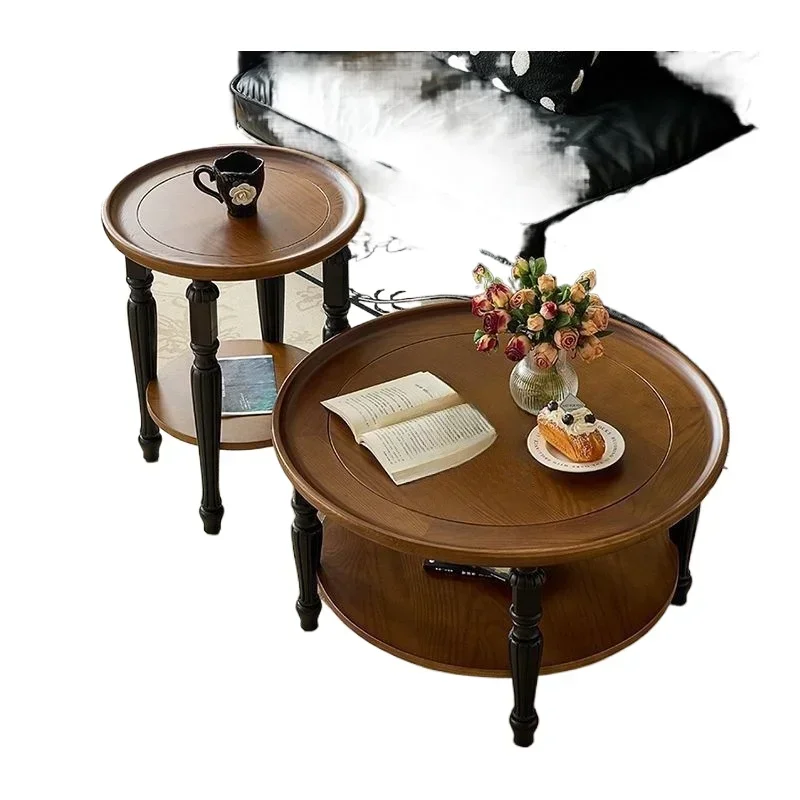 Living room round low table in the ancient style light luxury high-end side few
