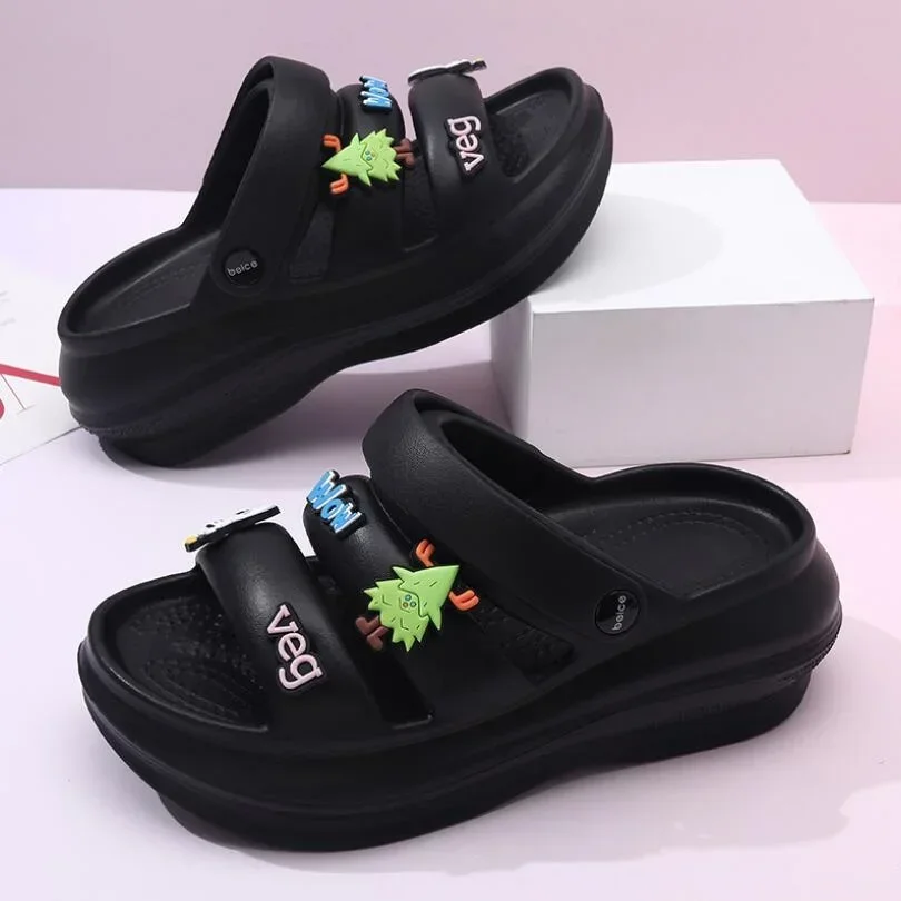 Sandalias antideslizantes para mujer, zapatillas de playa informales a la moda, novedad de verano, 2024