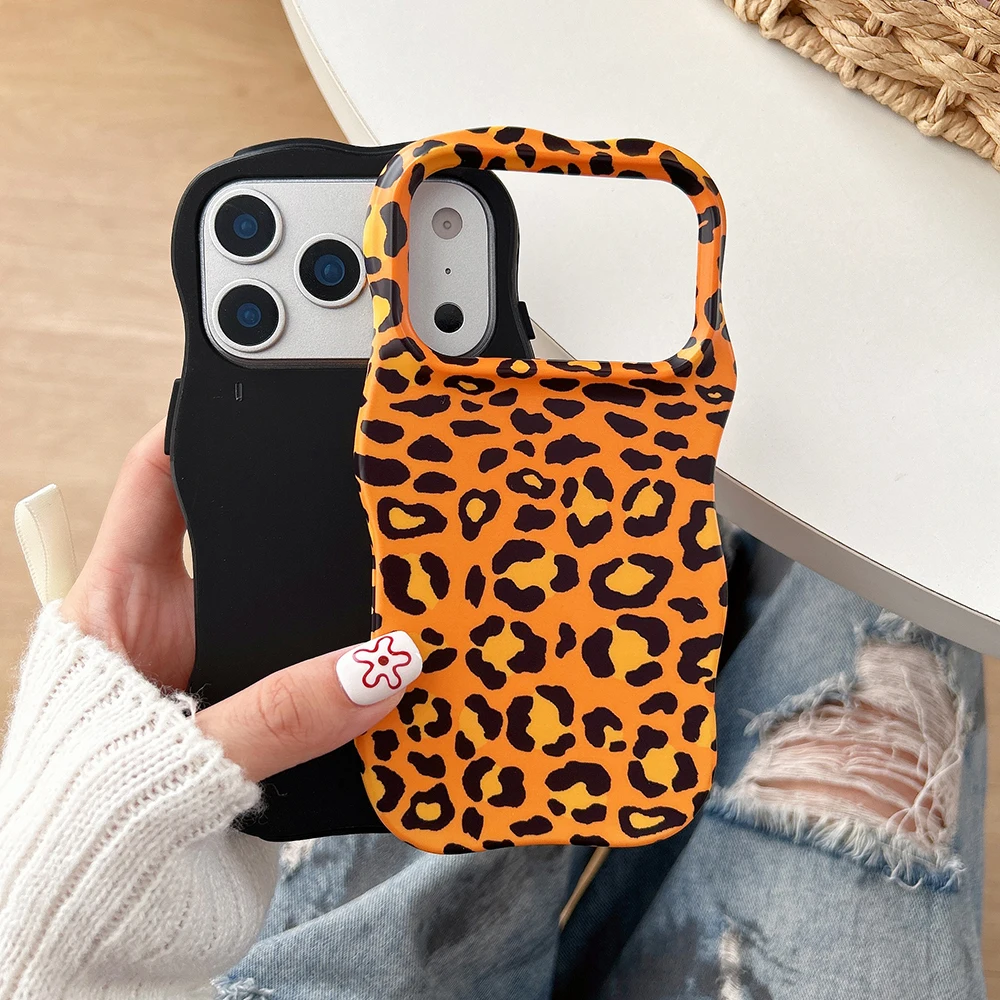 Modische 2-in-1-Handyhülle mit Leopardenmuster für iPhone 13 14 15 16 17 18 Pro Max, Wellenkanten, angenehme Haptik, harte, schlanke Rückseite – Detail 6