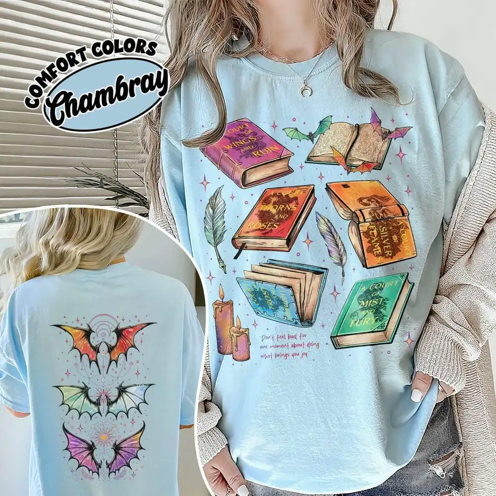 قميص نسائي ريترو من سلسلة ACOTAR قميص مريح على الوجهين The Bat Boys Velaris Book Lover للجنسين Y2K ملابس خروج عصرية يومية