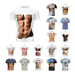 Funny Muscle 3D Graphic Printed T-shirt Summer Unisex Fashion Casual Short-sleeved Harajuku Streetwear Top T Shirts New Men Tees