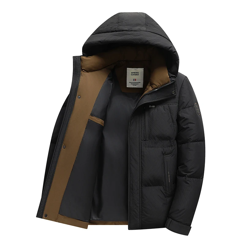 YEAE Short Down Jacket Hooded Warm Man Winter Coat Duck Down Padding 2024 Designer Clothes Men Luxury Men's Jacket Cold Coat