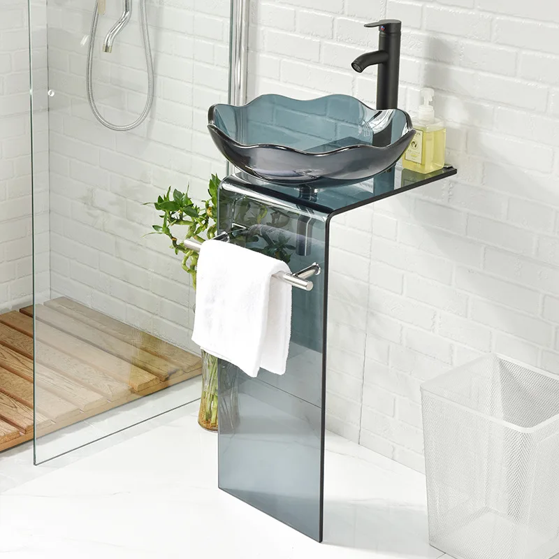 No punching balcony glass wash basin Small apartment bathroom wash basin