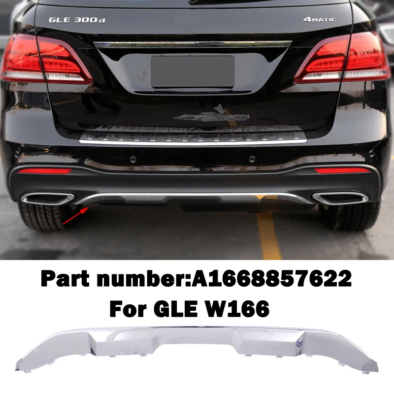 A1668857622 Rear Bumper Spoiler Diffuser Chrome Trim For Mercedes Benz GLE W166 GLE320 GLE400 GLE300 GLE350 Chromium Styling