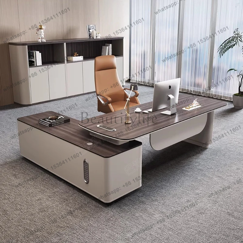 

Electric lifting boss's desk Modern multifunctional design Computer desk with side cabinet escritorios de habitación furniture