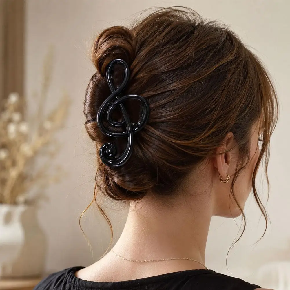 Large Music Note Hair Claw Clip Matte Treble Clef Hair Clamp Non Slip Horsetail Bun Barrette For Women Hair Accessories 13cm