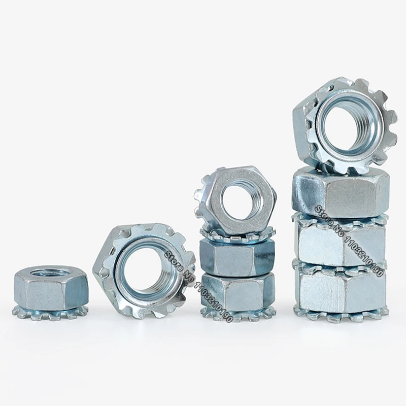 10-300 قطعة M3 M4 M5 M6 M8 M10 الزنك مطلي متري الموضوع متعدد والعتاد مسدس عرافة مسننة مسننة غسالة طوقا قفل الجوز K نوع الجوز #5