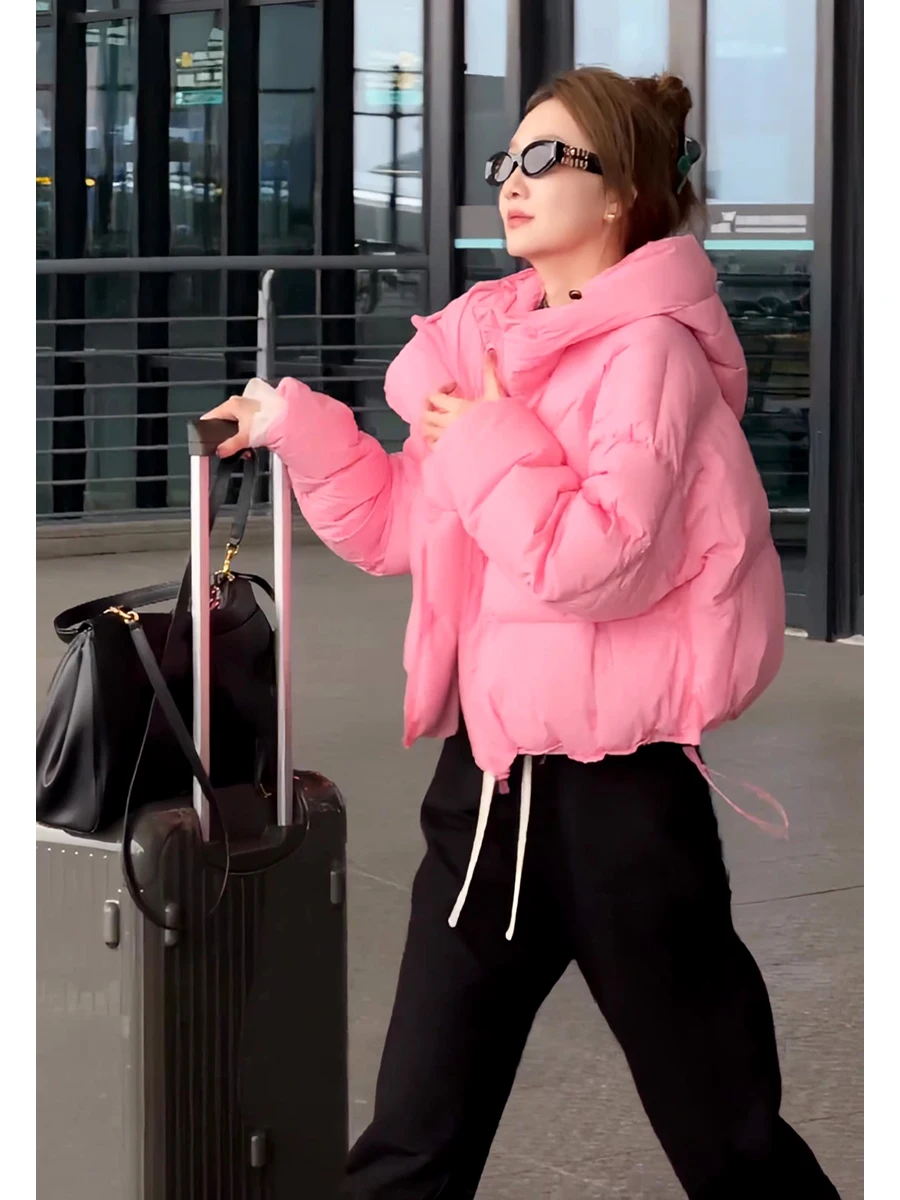 

Fashionable Short Pink Duck down Jacket Women's Outerwear 2026 Winter New Style Versatile Non-Repeating White Duck Feather