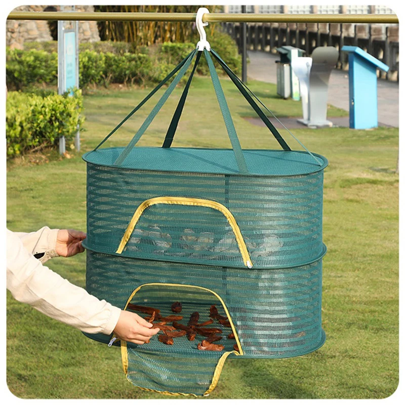 70*50cm Foldable Drying Fishing Vegetable Fish Net Hanging Drying Rack Net 1-3 Layer Clothing Drying Storage Rack Drying Net