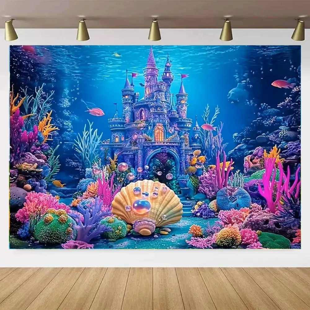 Unterwasserwelt Schloss Thema Party Hintergrund unter der Meer Muschel Kinder Geburtstag Baby Dusche Dekor Banner Fotografie Hintergrund