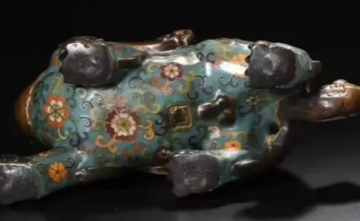 

13"Old Bronze Cloisonne Enamel Flower Pixiu Statue Brave Troops Unicorn A Pair Amass wealth Town house