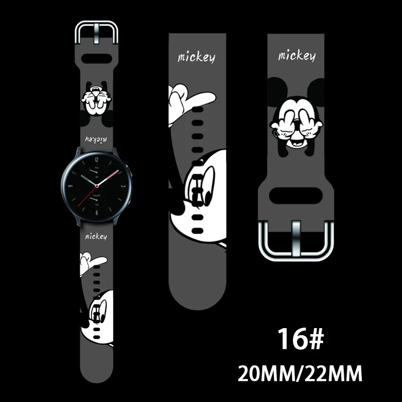 Disney Mickey Huawei Samsung Watch Strap for Gear S4 S3 S2 Huawei GT2 Pro Anime 20 22MM Silica Gel Replacement Strap Bracelet