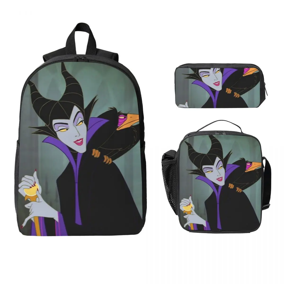 

Рюкзак Disney Villains Challenge, студенческий рюкзак для мальчиков и девочек, школьная сумка, сумки на плечо для ноутбука, 3 шт., изолированная сумка для обеда, пенал