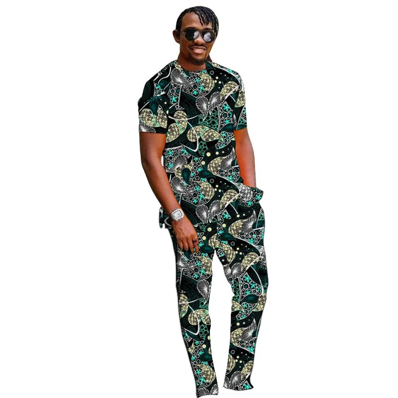 Summer Tracksuit Sets Oversized Short Sleeve T Shirt Trousers Fashion Design African 2 Piece Men Suit Casual Street Wear