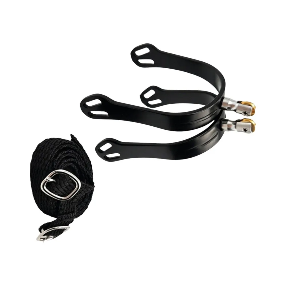 Equestrian Spurs Constructed from Aviation Aluminum with Roller Action Copper Buckles and Contoured Heel Support Design