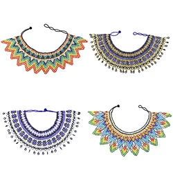 Handmade Resin Beads Beaded Bib Necklace for Women South Africa Native Ethnic Tribal Choker Collar Statement Jewelry Accessories