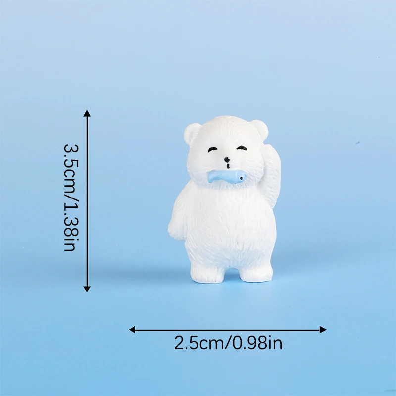 Mini Polar Bear Figurine Cartoon Penguin White Bear Micro Landscape Dollhouse Model Car Interior Ornament Home Desktop Decor