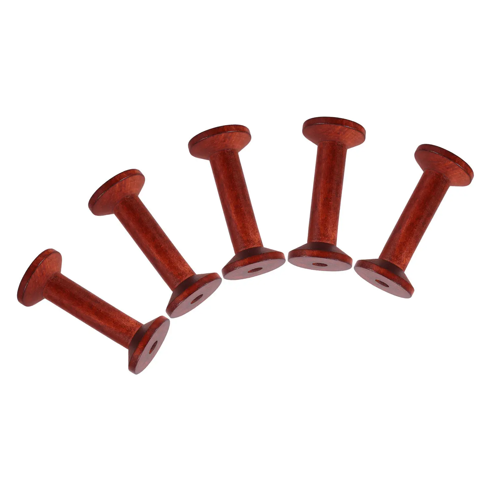 5Pcs Hollow Wooden Spools Craft Bobbins for Embroidery Yarn Wire Weaving Ribbon Thread Organizer Small Bobbin Holders