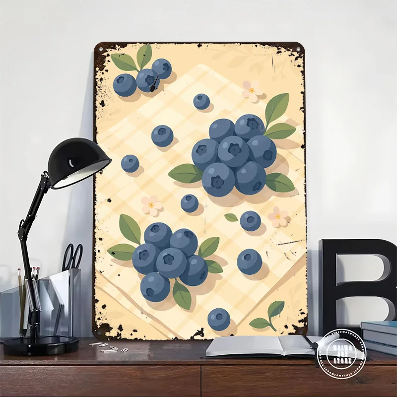 Blueberry – A Stylized Tablescape Tinplate Poster Custom Wall Art Vintage Metal Signs Retro Tin Plaque for Home Decor Room Items