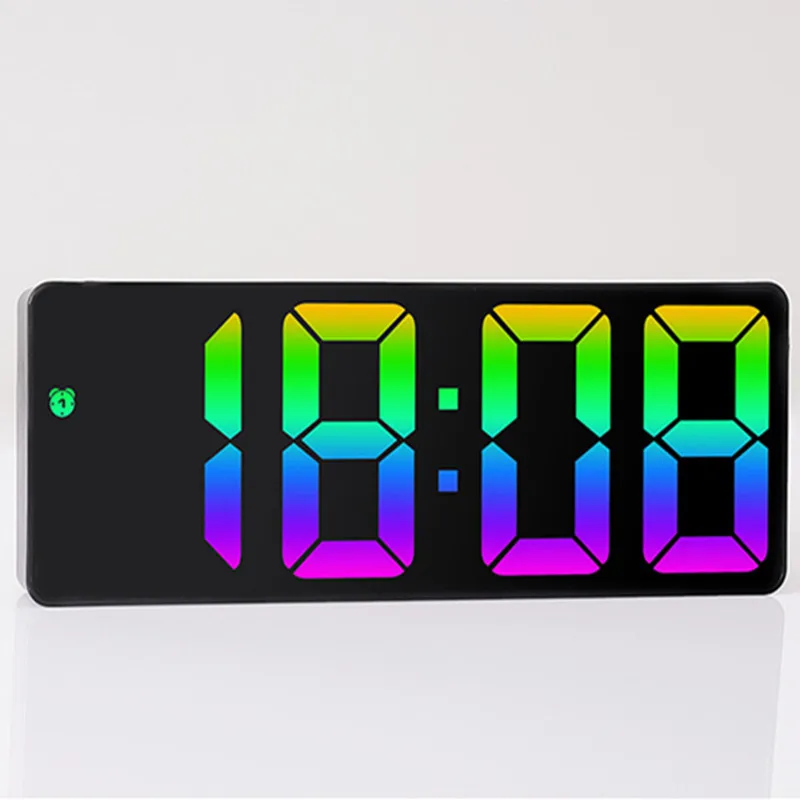 Sprachsteuerung Farbiger digitaler Wecker TEMP Datumsanzeige Nachtmodus Snooze Tischuhr Anti-Stab-Funktion 12/24H LED-Uhr – Detail 10
