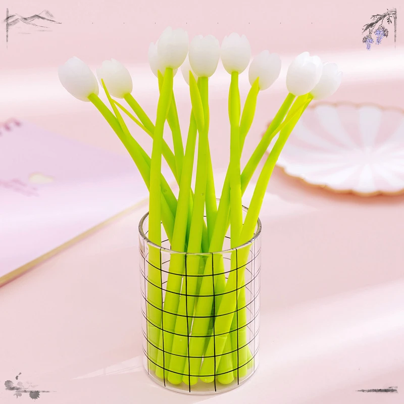 48 Pcs Korea Creative Light Colored Tulip Silicone Gel Pens Sets Small Fresh and Lovely Student Exam Writing Tools