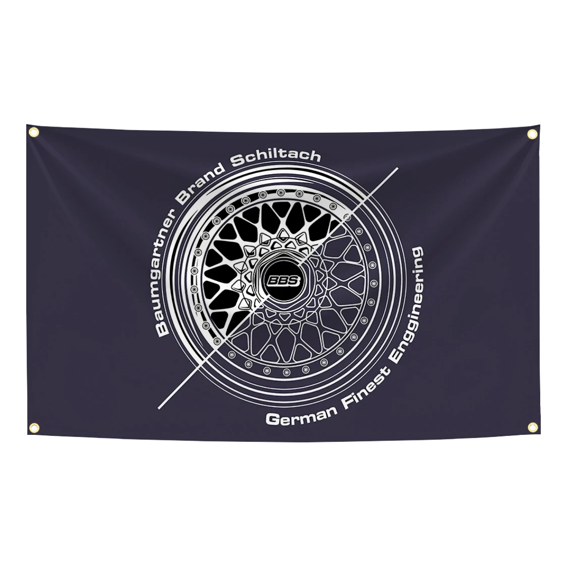 90 x 150 cm klassische Auto-Reifen-B-BBS-Flagge, Autoteile-Wandteppich, Polyester, Digitaldruck, Banner, Garage, Wandkunst, Außendekoration