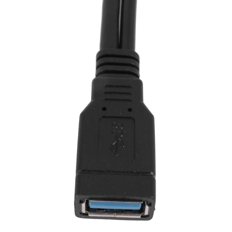 Black USB 3.0 Female To Dual USB Male Extra Power Data Y Extension Cable For 2.5 Inch Mobile Hard Disk