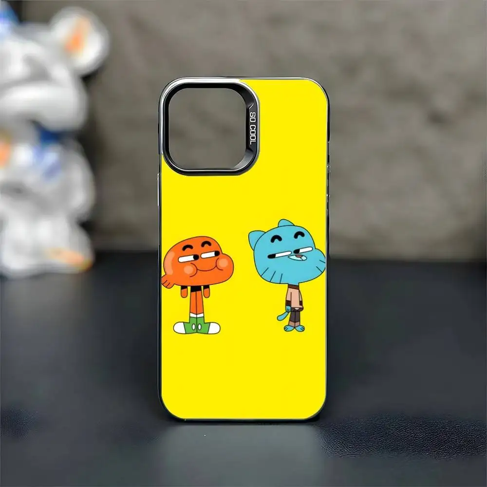 漫画A-アメイジングW-ワールドG-ガムボール iPhone17、16、15、14、13、12、11 Plus、Pro Max用スマホケース ブラックマット耐衝撃カバー