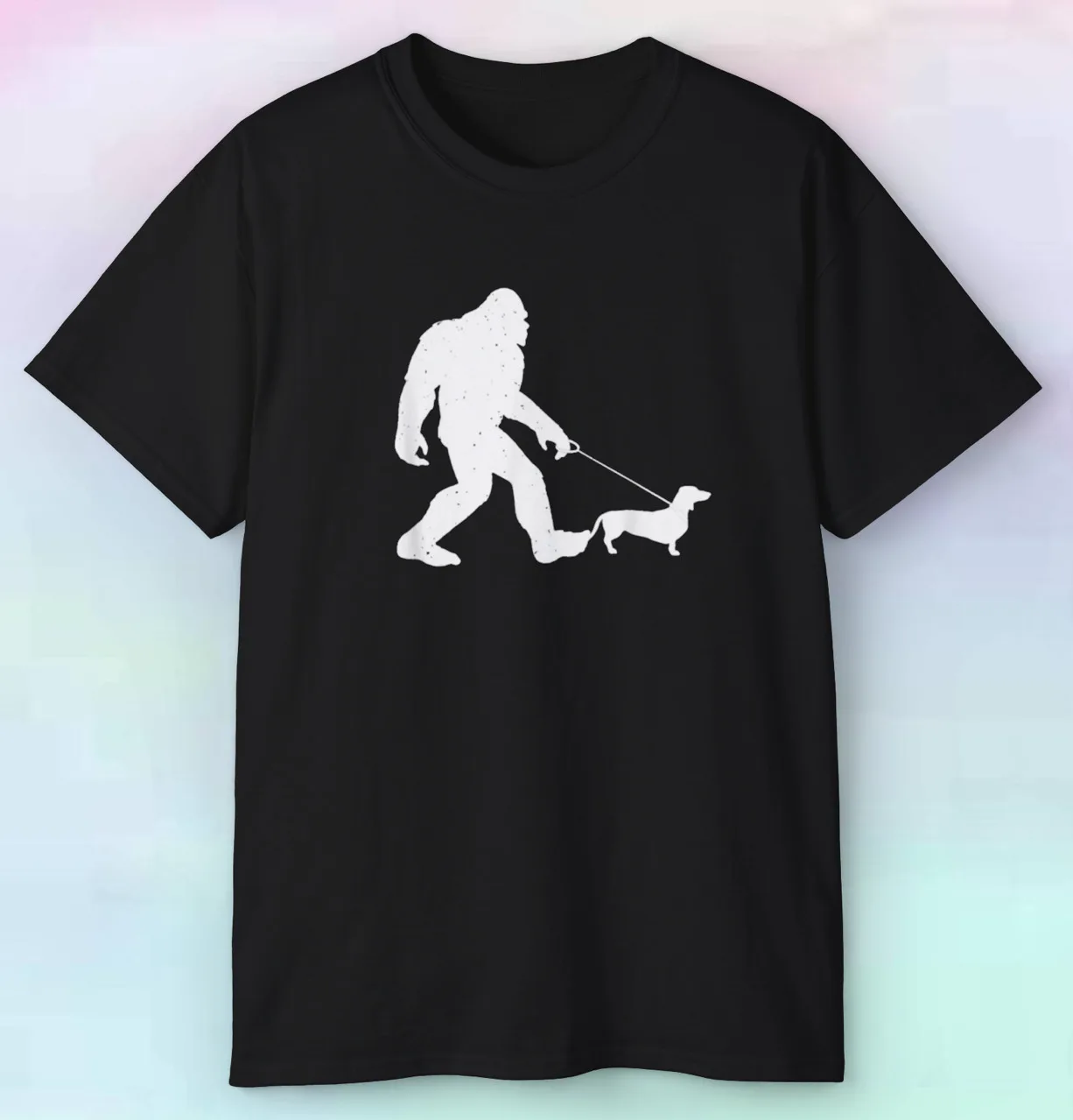 

Men's Women's Bigfoot Walking A Dachshund Shirt | Funny Pets Sasquatch | S-5XL