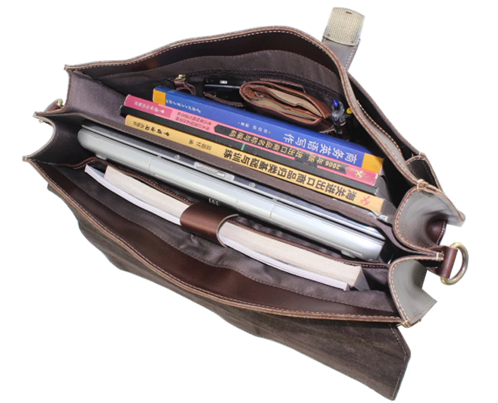 Fashion High Class Italian Genuine Leather Briefcase Men\'s Business Bag Leather 15.6\