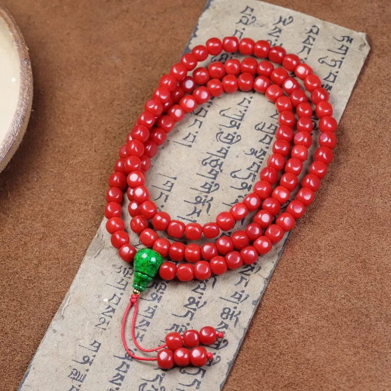 - multi-strand bracelet necklace set featuring high-quality coral sugar cube beads and a three-pronged cla