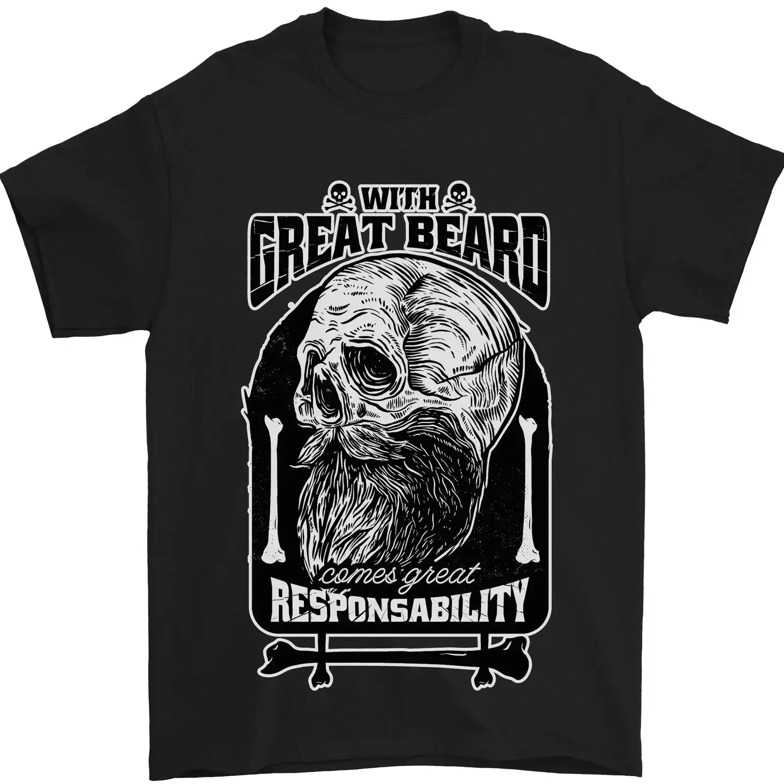 With Great Beard Comes Responsibility Herren T Shirt 100 Baumwolle vintage Washed designer clothes homme Comfortable