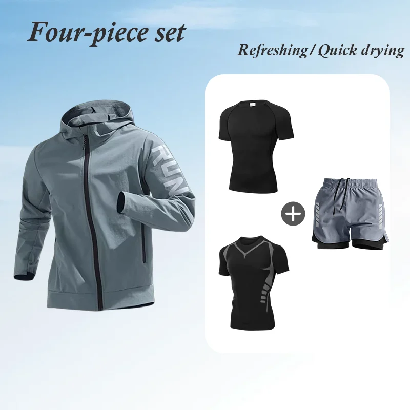 

Men's Four-Piece Sportswear Set Sweat-Absorbing Quick-Drying Breathable Materials Casual Running Fitness Outfit Indoor Outdoor
