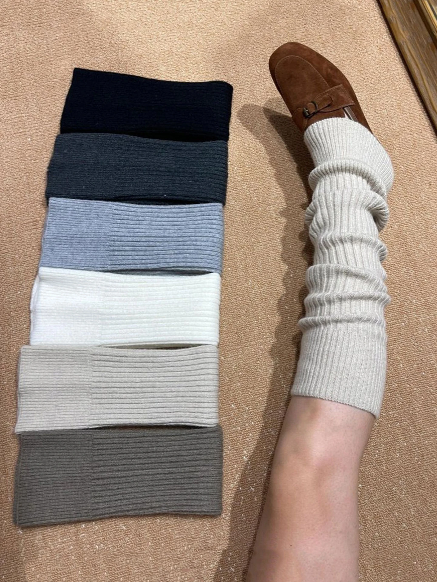 Knitted Leggings Vertical Stripes Easy to Match Autumn Winter Y2K Socks Leggings Thin Regular Thickness Polyester Fiber
