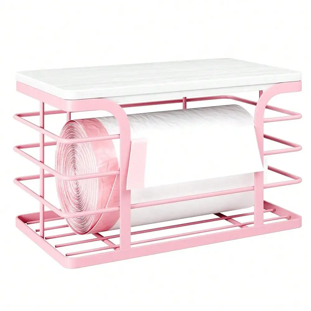 

Держатель для мусорных пакетов с бамбуковой крышкой, настенный диспенсер для мусорных пакетов, складное хранилище, подходит для мусорных пакетов 100R.