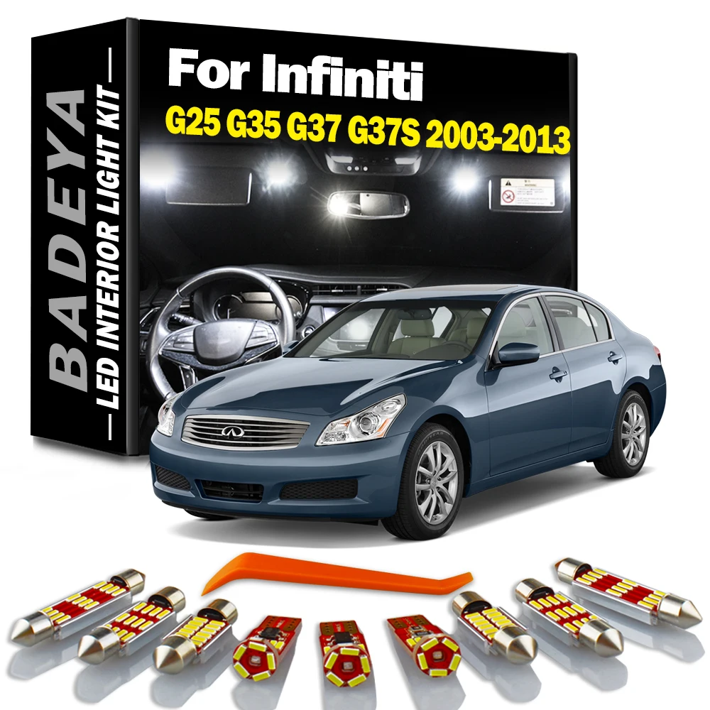 LED Bulb Interior Door Plate Sun Visor Light Kit For Infiniti G25