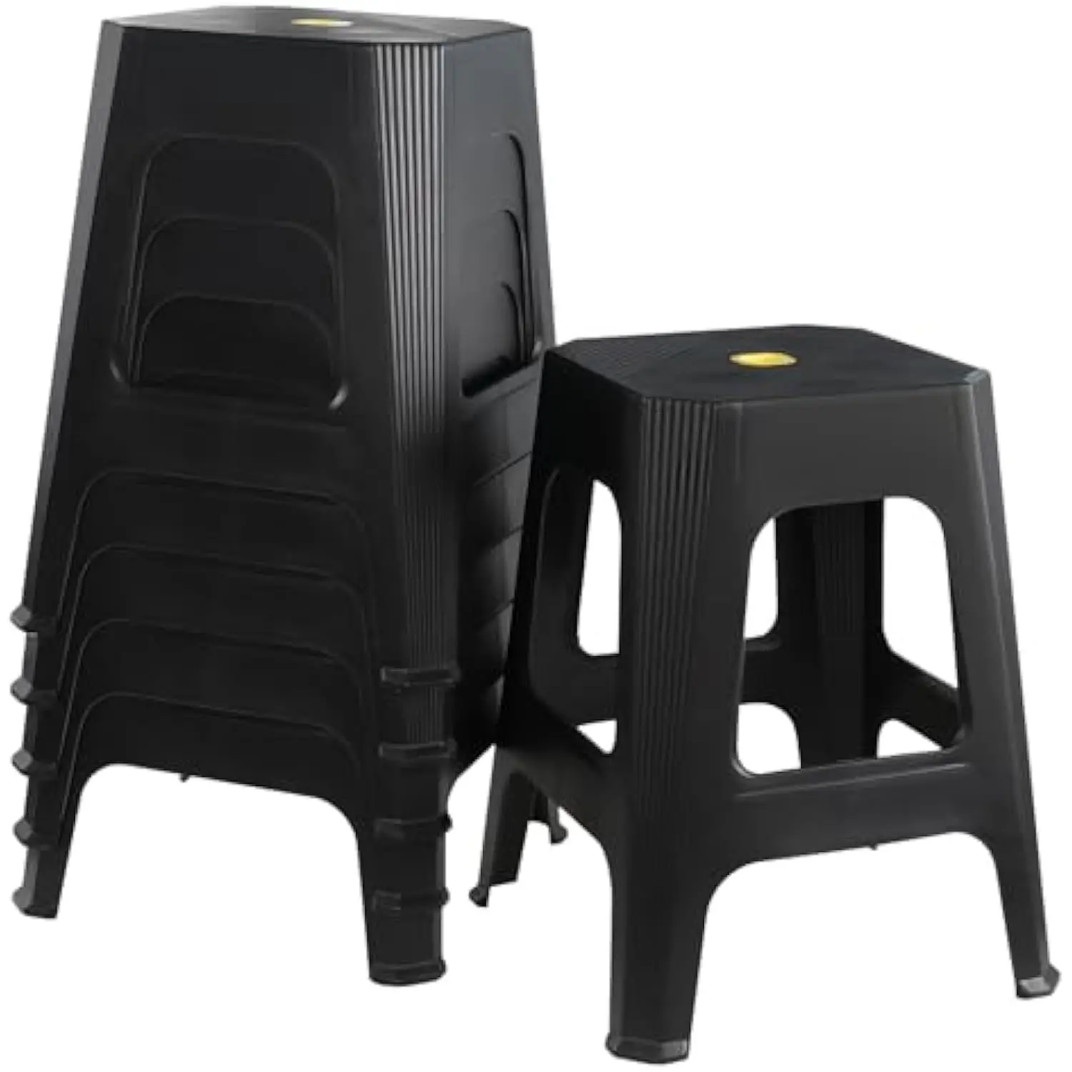 

6-Pack 18.9 Inch Height Portable Plastic Stools, Commercial Furniture Nesting Office and Classroom Stools, Black