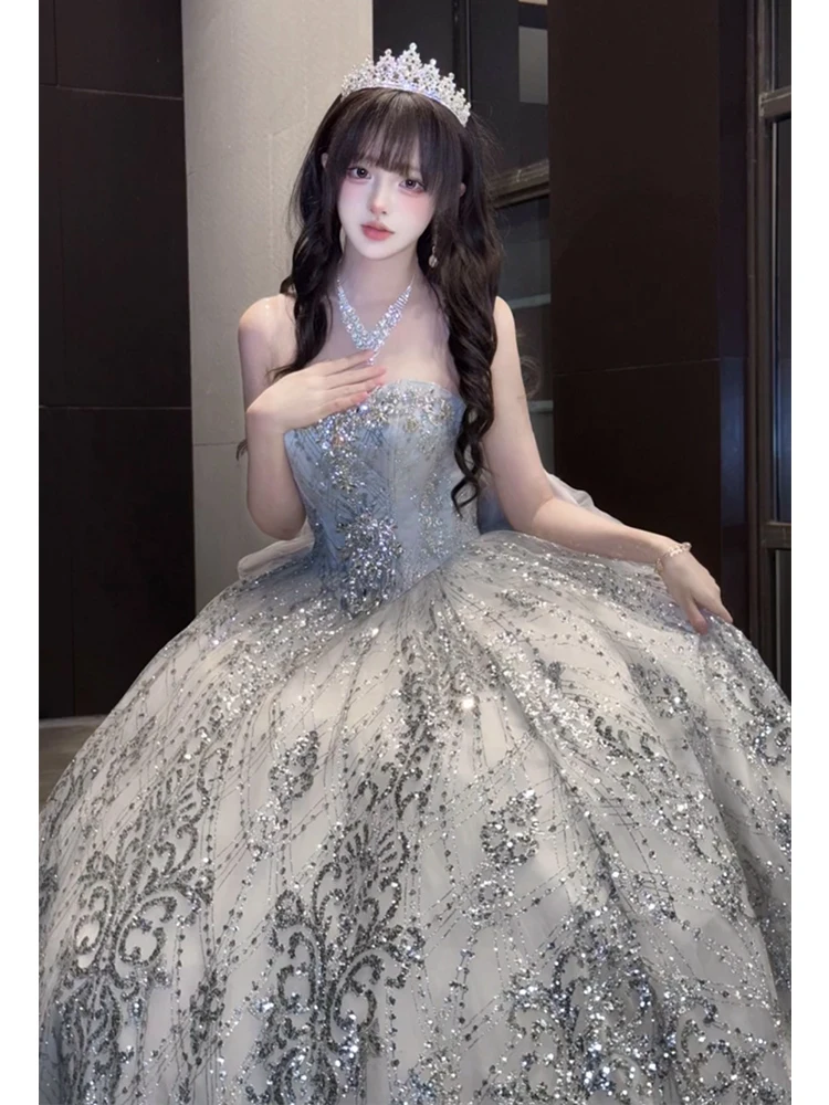 

Вечернее платье Galaxy Lolita: блестящее, для студенток, принцесс, нарядное, для выпускного, для художественных экзаменов, с цветочным узором, для невест, для церемоний, длинная юбка