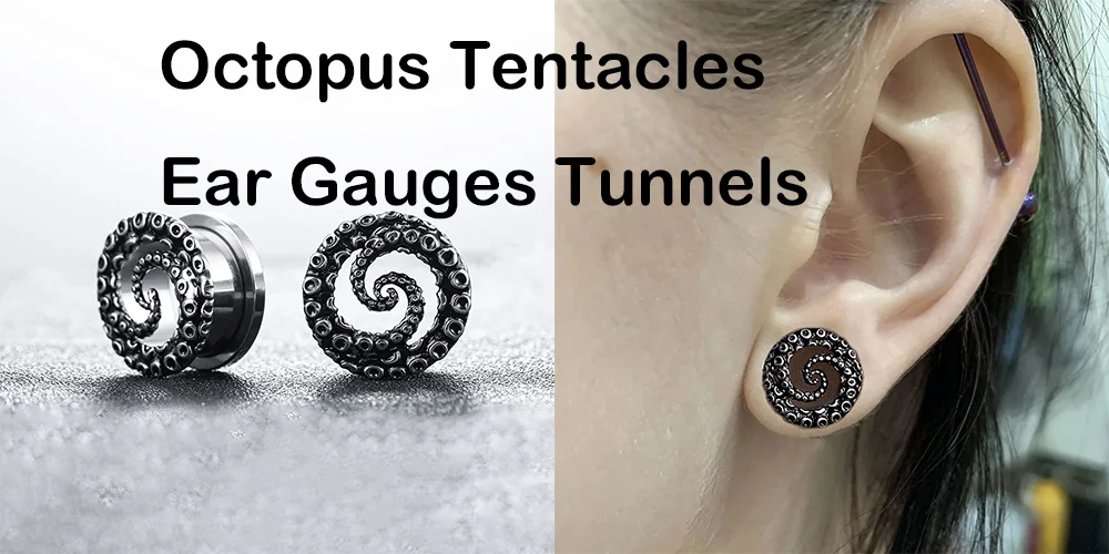 Casvort 2 Stück 316L Edelstahl Ohrstecker Tunnel mit Schraubverschluss Ohrdehner Piercing Körperschmuck im Punk-Stil – Detail 1