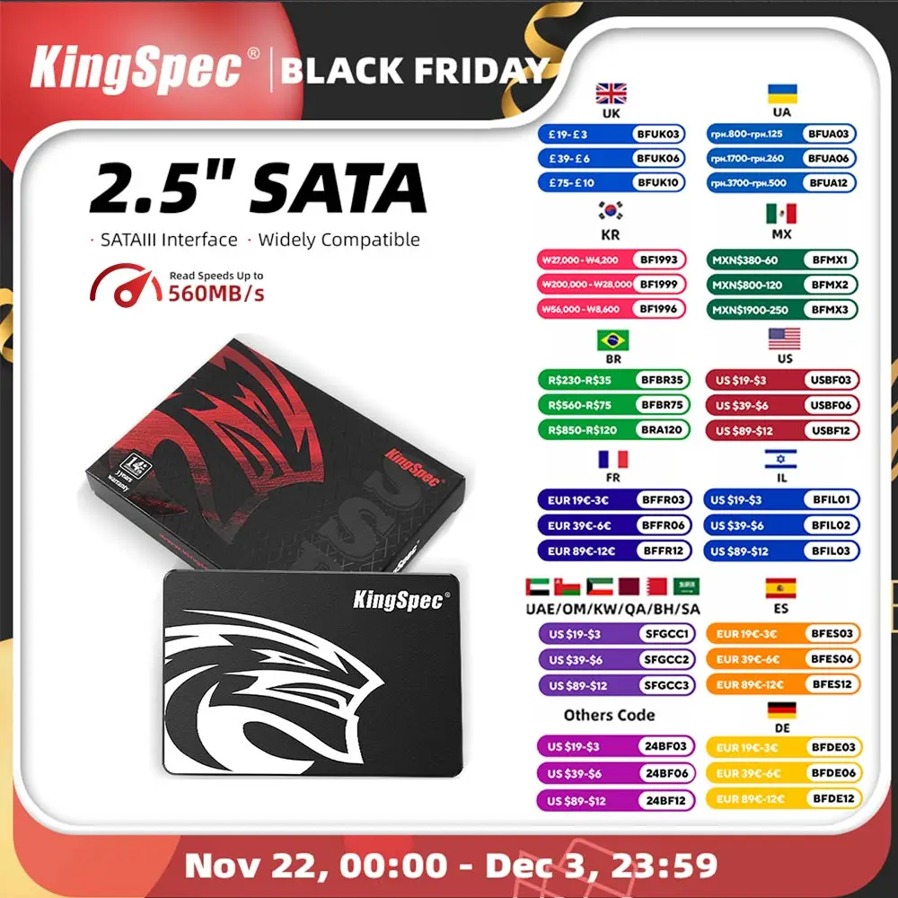 KingSpec SSD 120G 240gb 256GB 512GB 1TB Hdd 2.5 Sataiii  Hard Disk Drive for Computer Laptop Ssd Internal Hard Drive SATA Disk