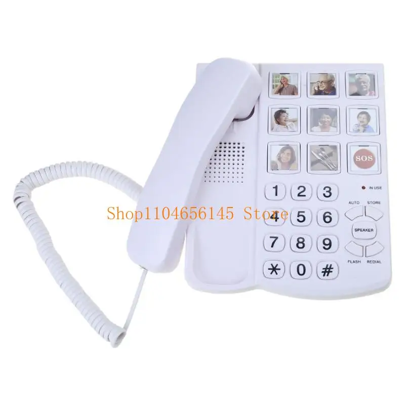 652F Clear Sound White Landline Phone Telephone With Big Buttons, Hands