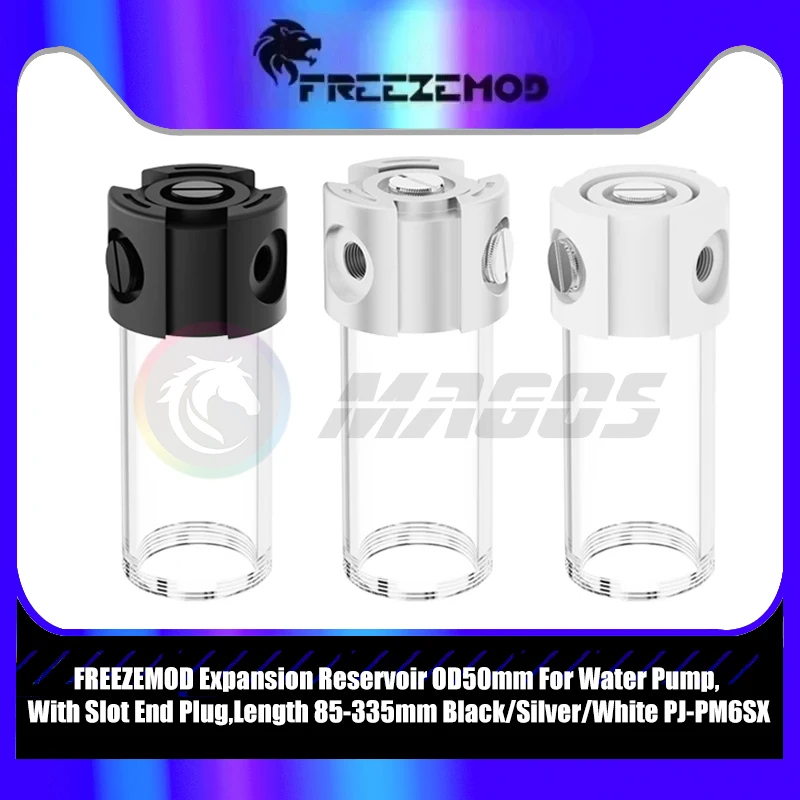 

Расширительный резервуар FREEZEMOD OD50 мм для водяного насоса, с торцевой заглушкой, длина 85-335 мм, черный/серебристый/белый PJ-PM6SX