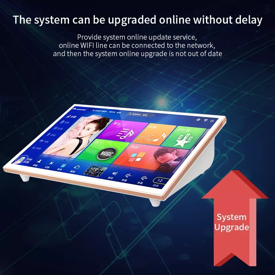 مصنع الجملة KTV آلة الكاريوكي 19 "3 تيرا بايت الذهب الأبيض آلة الكاريوكي المحمولة نظام مع ميكروفون مجموعة كاريوكي لاعب