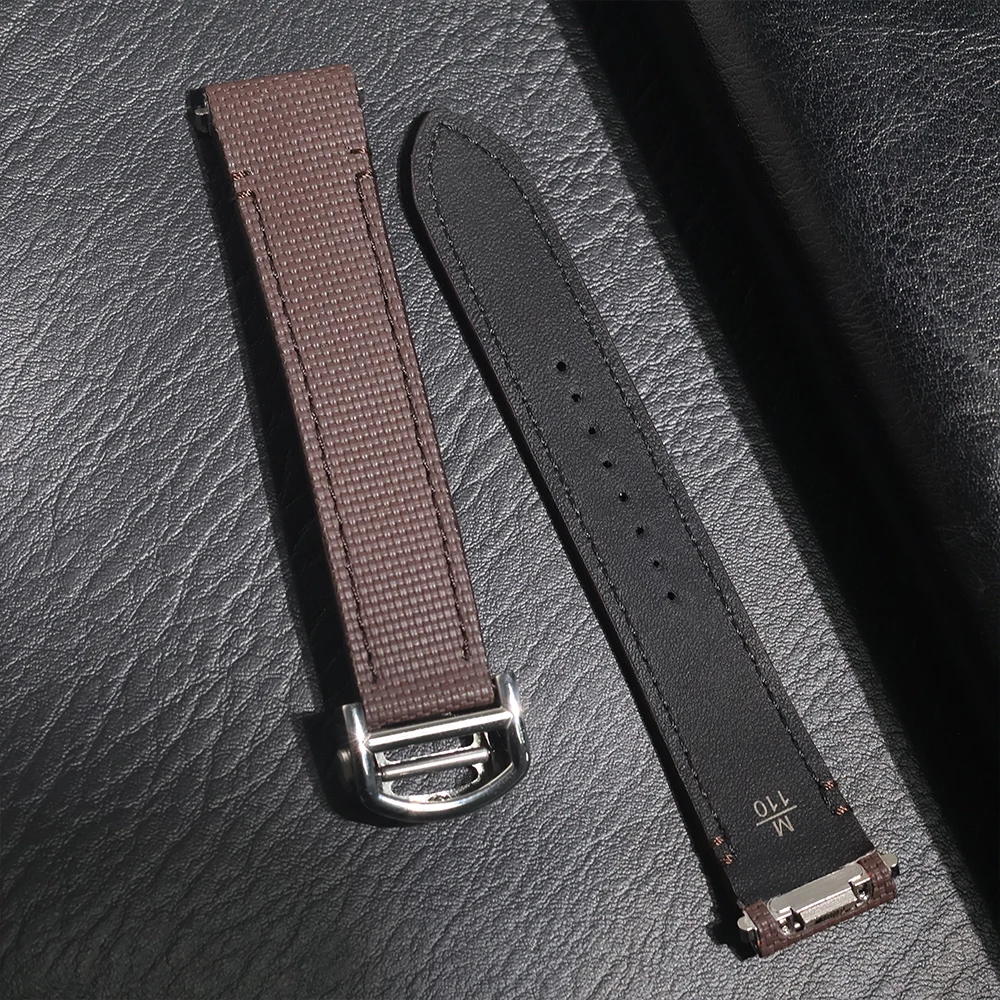 حزام ساعة كارتييه سانتوس سريع الإصدار مناسب تمامًا، حزام بديل مطاطي فلورو للمعصم متوسط الحجم للجنسين والرجال والنساء