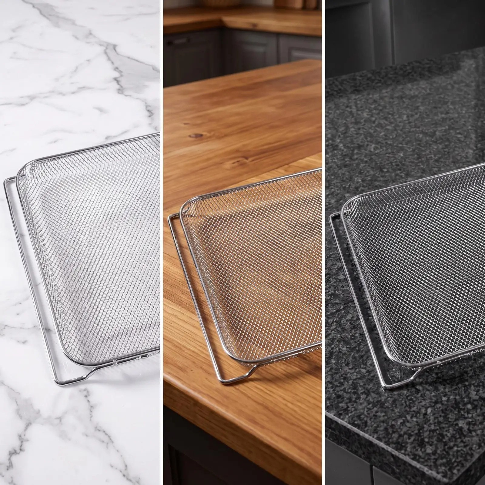 DT200 Air Fryer Baking Rack Stainless Steel Wire Mesh Tray Raised Edge for Small Ingredients Compact Oven Insert